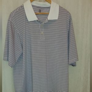 PGA Tour Mens Golf Shirt white brown stripe sz XXL